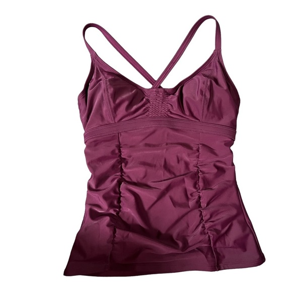NWOT Athleta Purple Smocked Quick Dri Tankini Swim Top - Picture 2 of 7